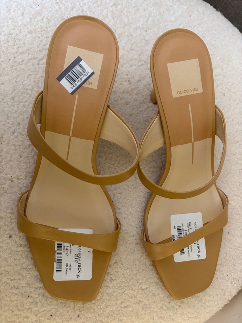 Dolce Vita Tan Strappy Mule Heels - Picture 2 of 5